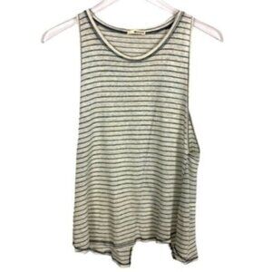 LA Made | Women's Cream Black Sleeveless Striped Pattern Top Size Small